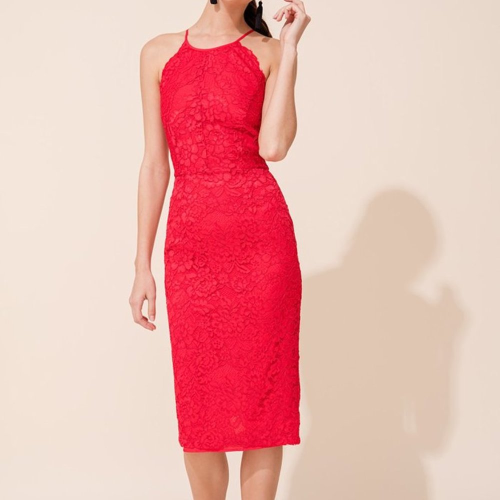Yumi Kim | Red Lace, midi dress | Small